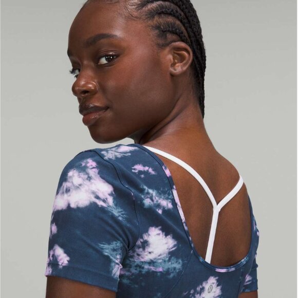 Lululemon Align T-Shirt Circulate Tie Dye Mineral Blue Multi - Picture 7 of 8